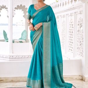 Elegant Purple Saree with Silver Accents